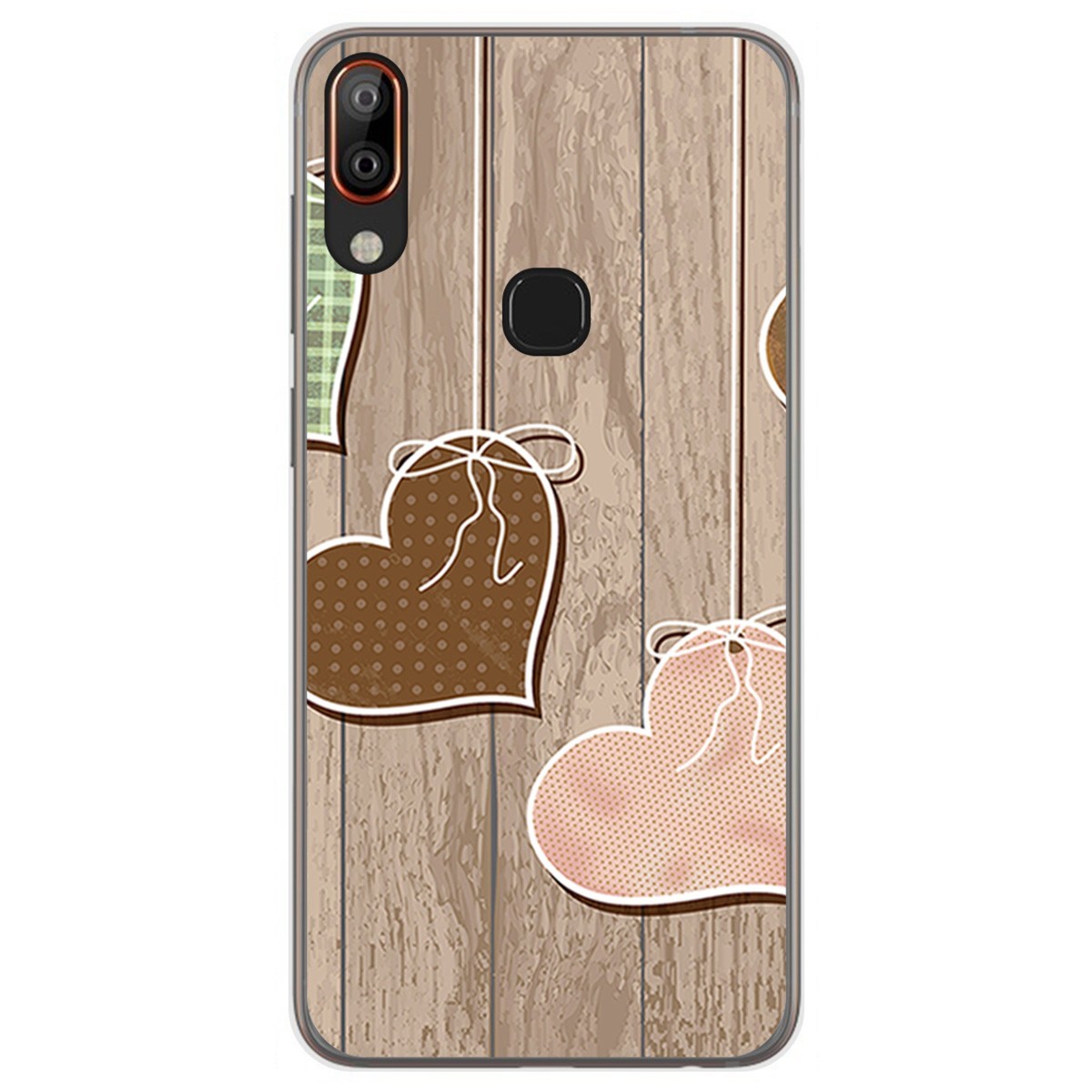 Funda Gel Tpu para Vsmart Active 1+ Plus diseño Corazones Madera Dibujos