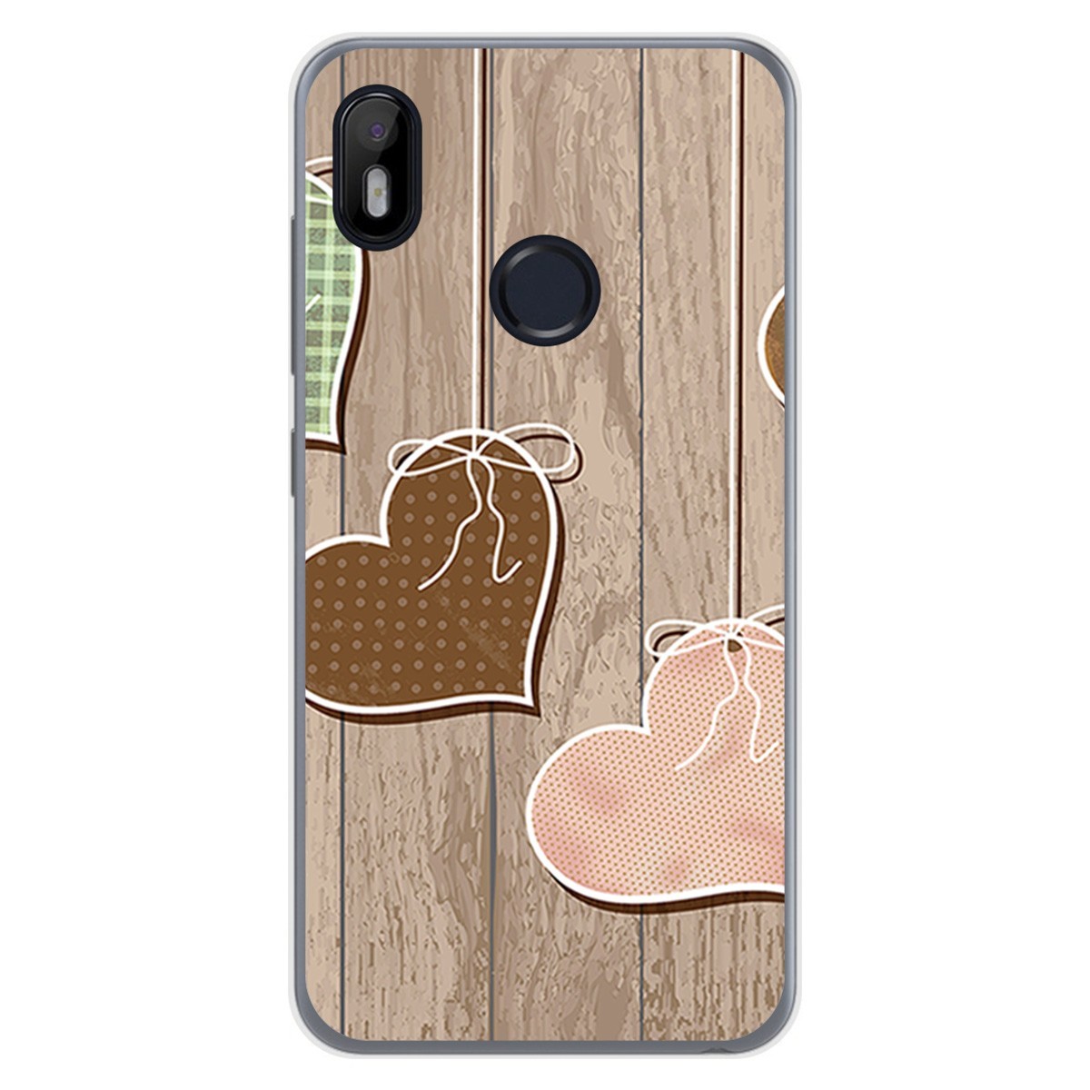 Funda Gel Tpu para VSmart Joy 1 diseño Corazones Madera Dibujos