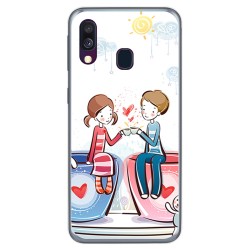 Funda Gel Tpu para Samsung Galaxy A40 diseño Café Dibujos