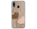 Funda Gel Tpu para Samsung Galaxy A40 diseño Corazones Madera Dibujos