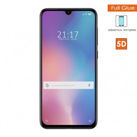 Protector Cristal Templado Completo 5D Full Glue Negro para Xiaomi Redmi Mi 9 SE Vidrio