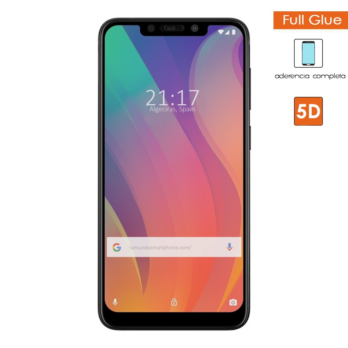 Protector Cristal Templado Completo 5D Full Glue Negro para Vsmart Active 1+ Plus Vidrio