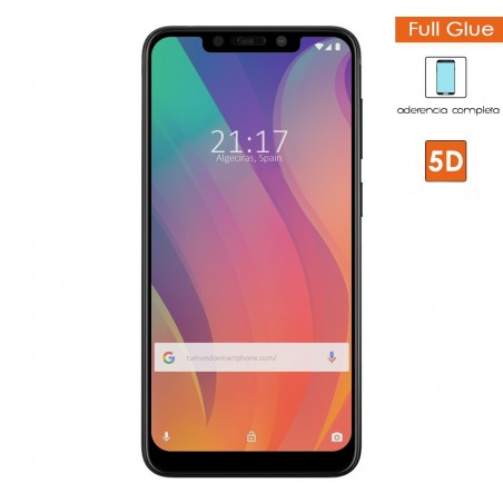 Protector Cristal Templado Completo 5D Full Glue Negro para Vsmart Active 1+ Plus Vidrio