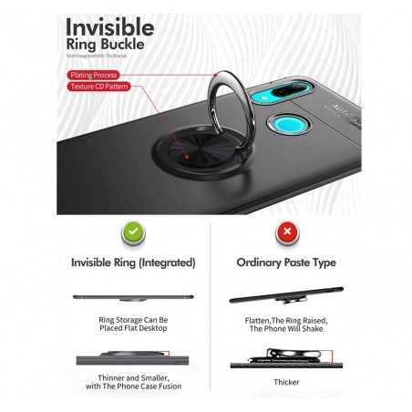 Funda Magnetica Soporte con Anillo Giratorio 360 para Huawei Y7 2019 color Roja