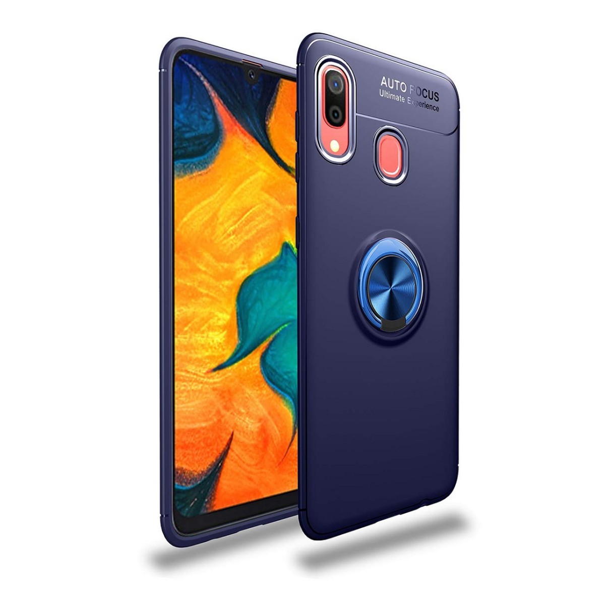 Funda Magnetica Soporte con Anillo Giratorio 360 para Samsung Galaxy A40 color Azul