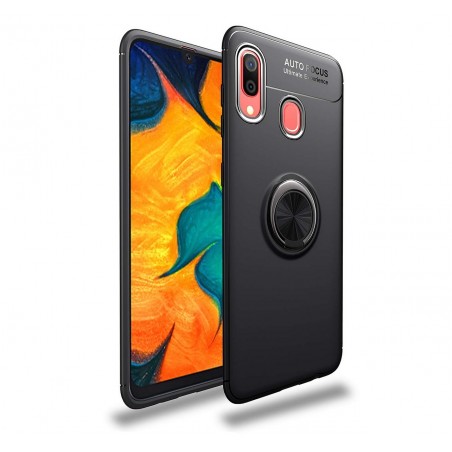 Funda Magnetica Soporte con Anillo Giratorio 360 para Samsung Galaxy A40 color Negra