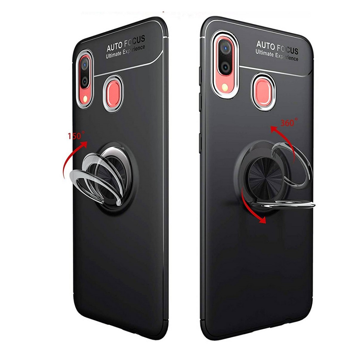 Funda Magnetica Soporte con Anillo Giratorio 360 para Samsung Galaxy A40 color Negra