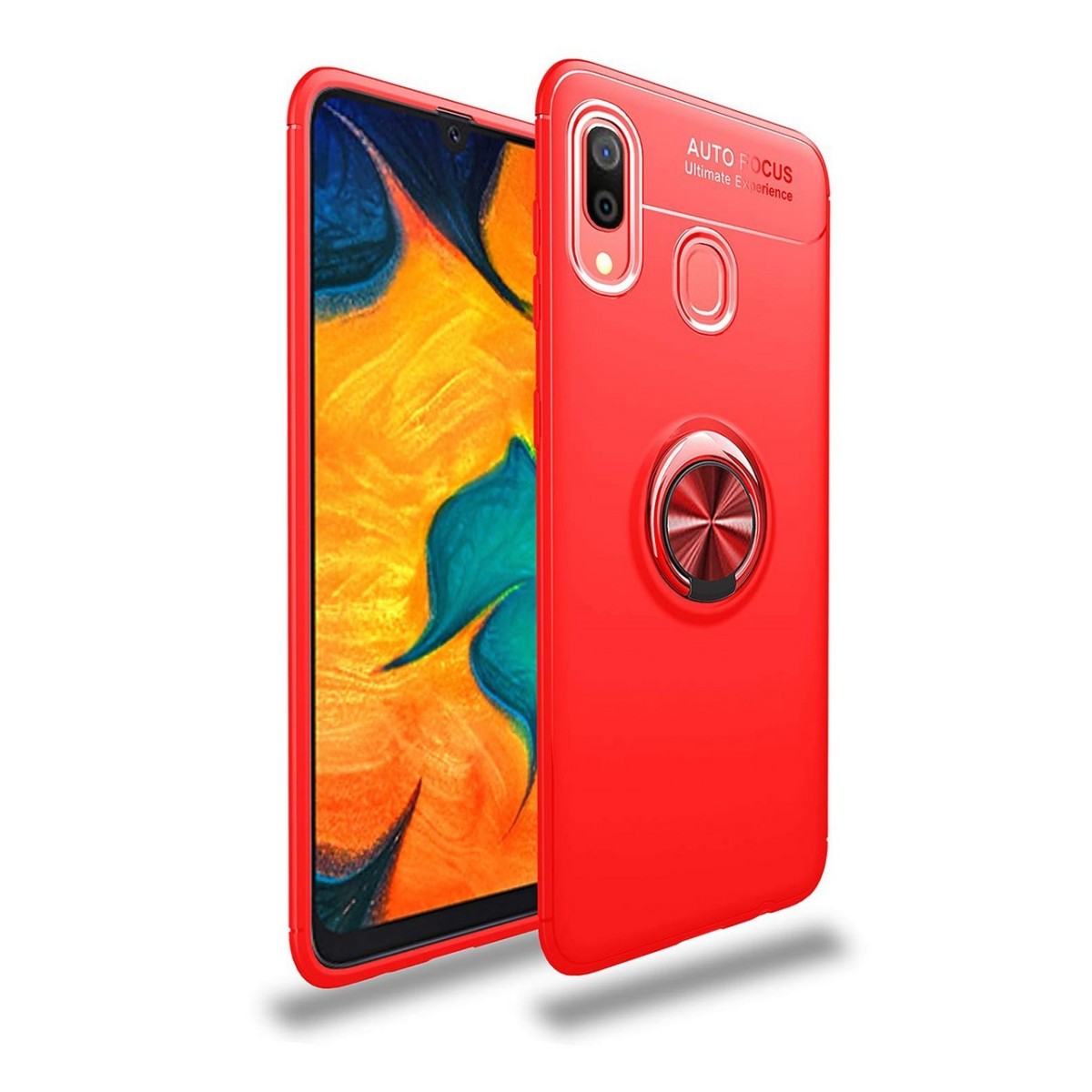 Funda Magnetica Soporte con Anillo Giratorio 360 para Samsung Galaxy A40 color Roja
