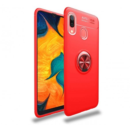 Funda Magnetica Soporte con Anillo Giratorio 360 para Samsung Galaxy A40 color Roja