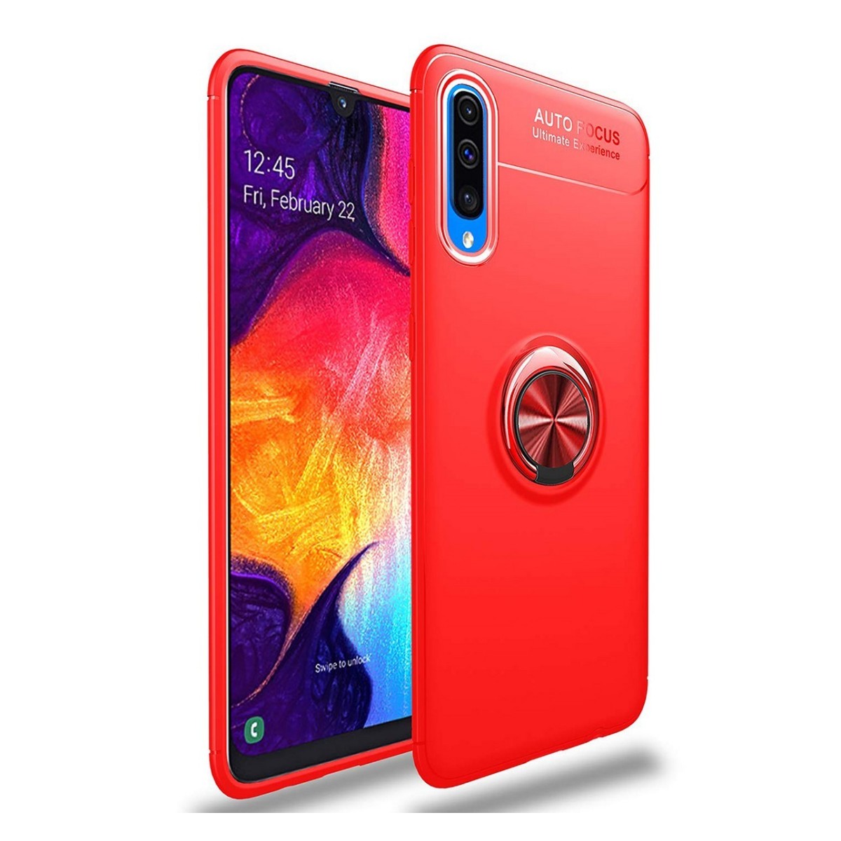 Funda Magnetica Soporte con Anillo Giratorio 360 para Samsung Galaxy A50 / A50s / A30s color Roja