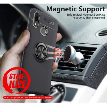 Funda Magnetica Soporte con Anillo Giratorio 360 para Samsung Galaxy M20 color Azul