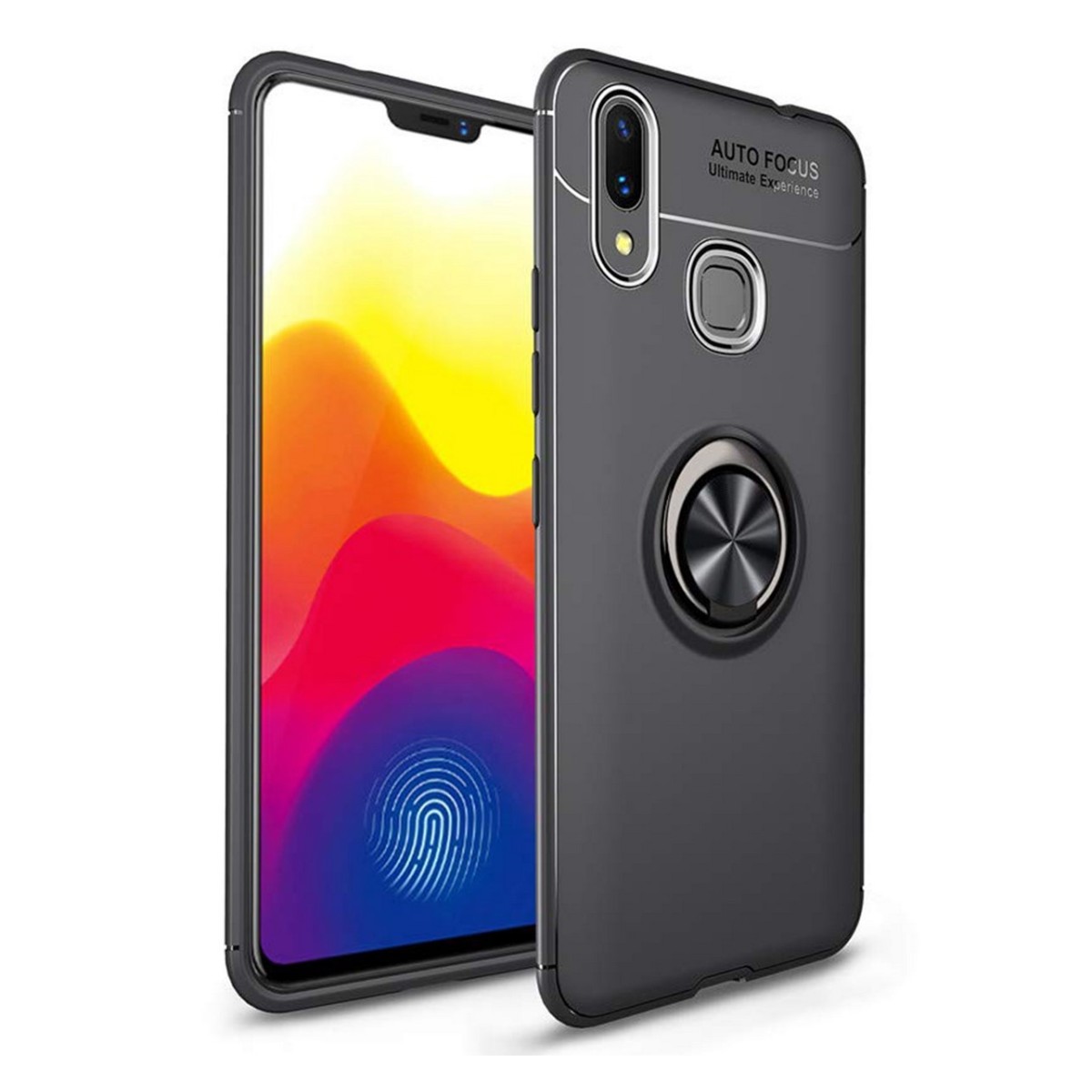 Funda Magnetica Soporte con Anillo Giratorio 360 para Samsung Galaxy M20 color Negra