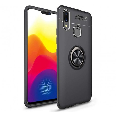 Funda Magnetica Soporte con Anillo Giratorio 360 para Samsung Galaxy M20 color Negra