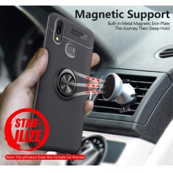 Funda Magnetica Soporte con Anillo Giratorio 360 para Samsung Galaxy M20 color Negra