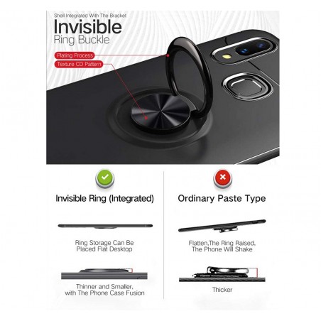 Funda Magnetica Soporte con Anillo Giratorio 360 para Samsung Galaxy S10 Plus color Negra