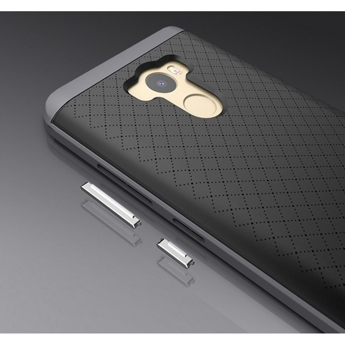 Funda Tipo Neo Hybrid (Pc+Tpu) Negra / Plata para Xiaomi Redmi 4