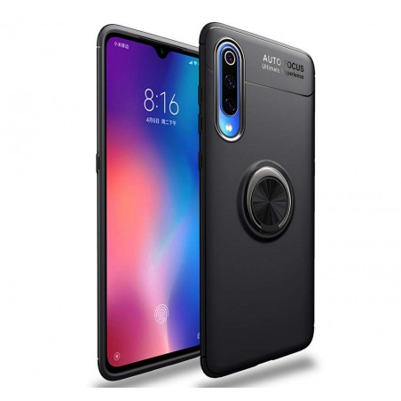 Funda Magnetica Soporte con Anillo Giratorio 360 para Xiaomi Mi 9 color Negra