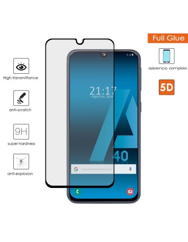Protector Cristal Templado Completo 5D Full Glue Negro para Samsung Galaxy A40 Vidrio