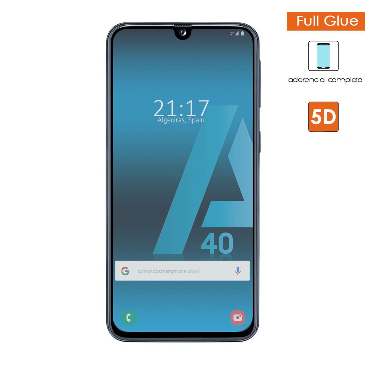 Protector Cristal Templado Completo 5D Full Glue Negro para Samsung Galaxy A40 Vidrio