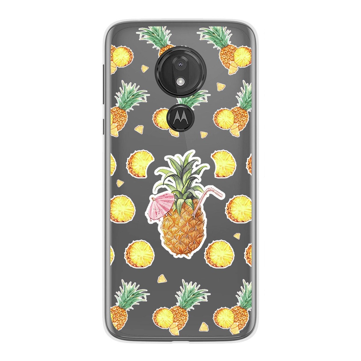 Funda Gel Transparente para Motorola Moto G7 Power diseño Piña Dibujos