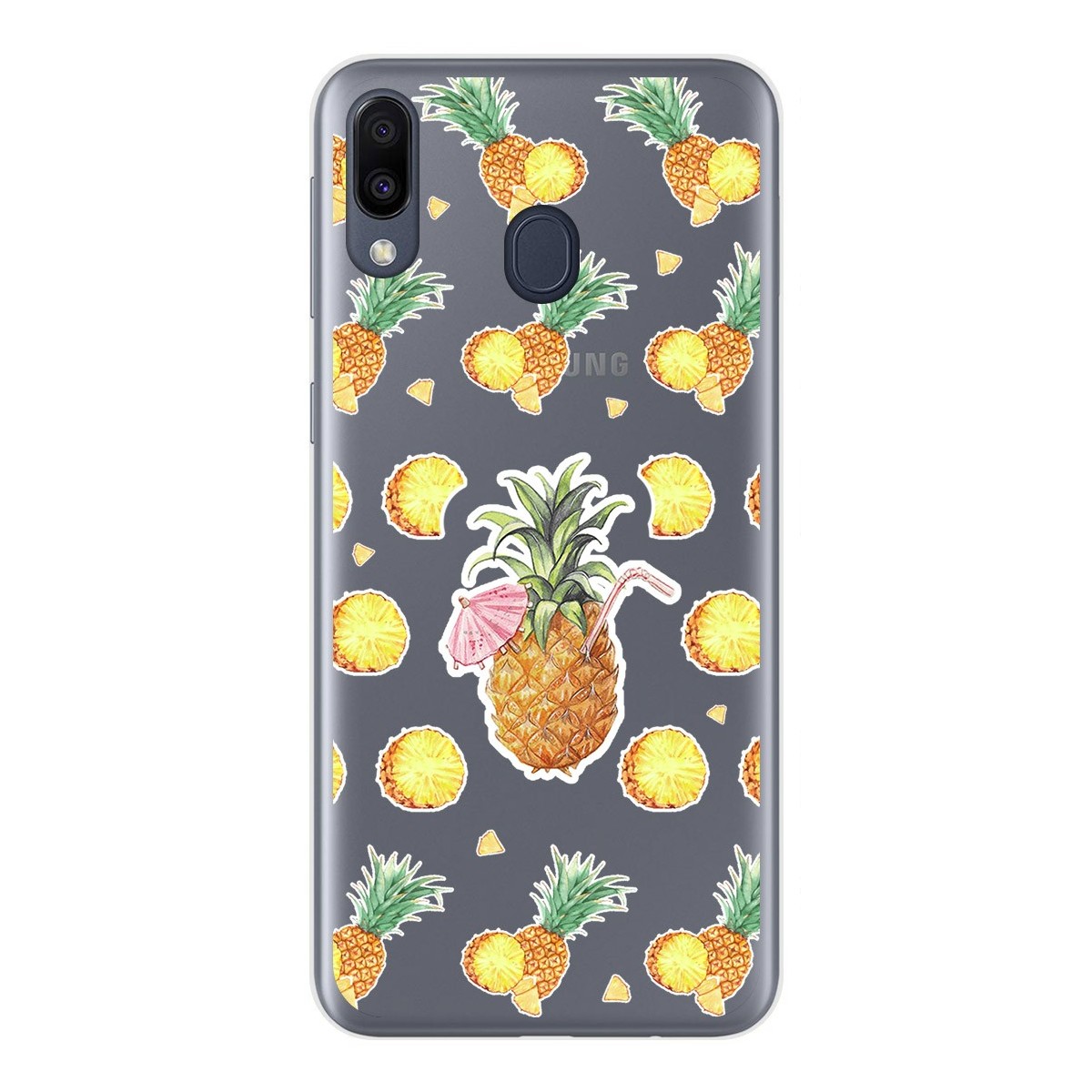 Funda Gel Transparente para Samsung Galaxy M20 diseño Piña Dibujos