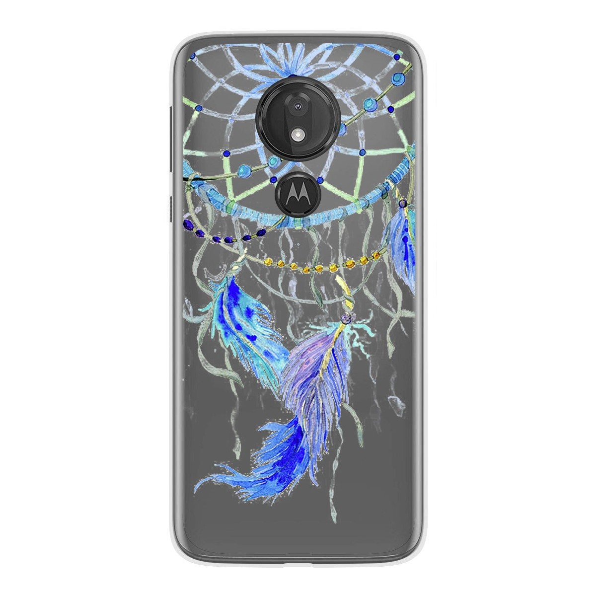 Funda Gel Transparente para Motorola Moto G7 Power diseño Plumas Dibujos