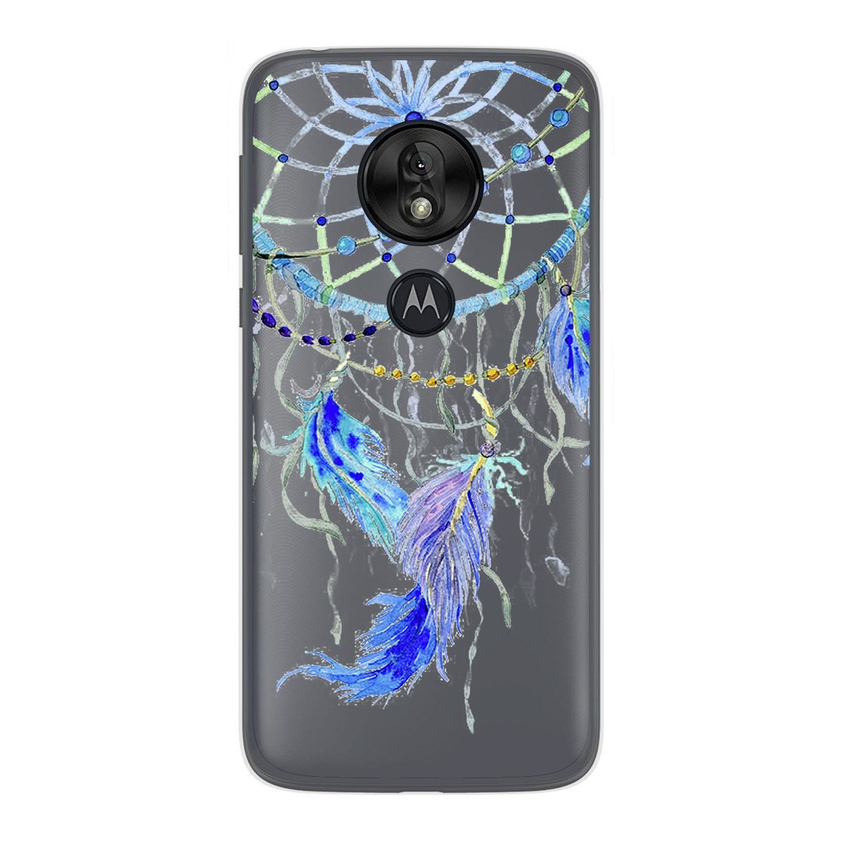 Funda Gel Transparente para Motorola Moto G7 Play diseño Plumas Dibujos