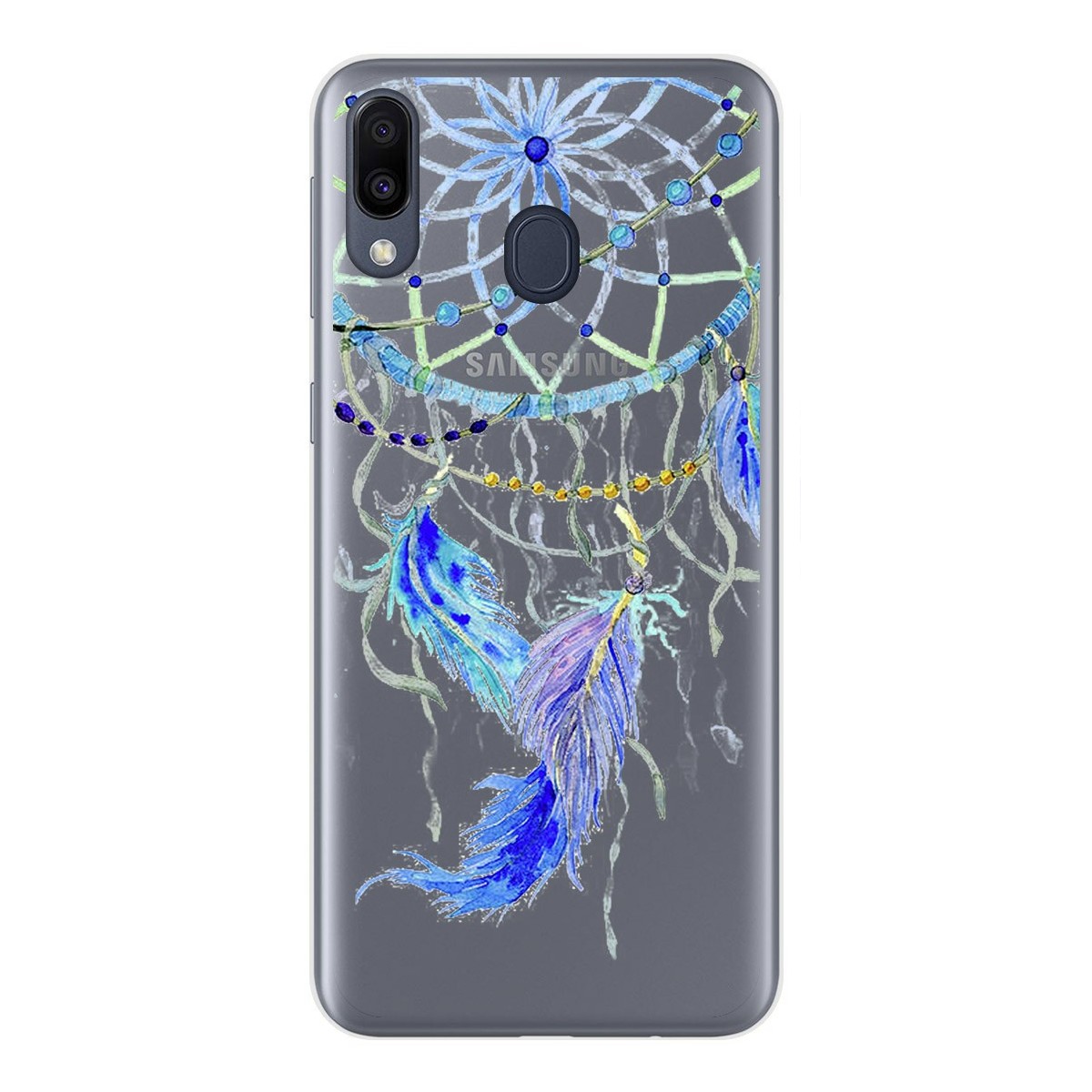 Funda Gel Transparente para Samsung Galaxy M20 diseño Plumas Dibujos