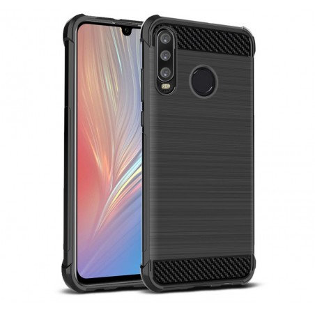 Funda Gel Tpu Anti-Shock Carbon Negra para Huawei P30 Lite