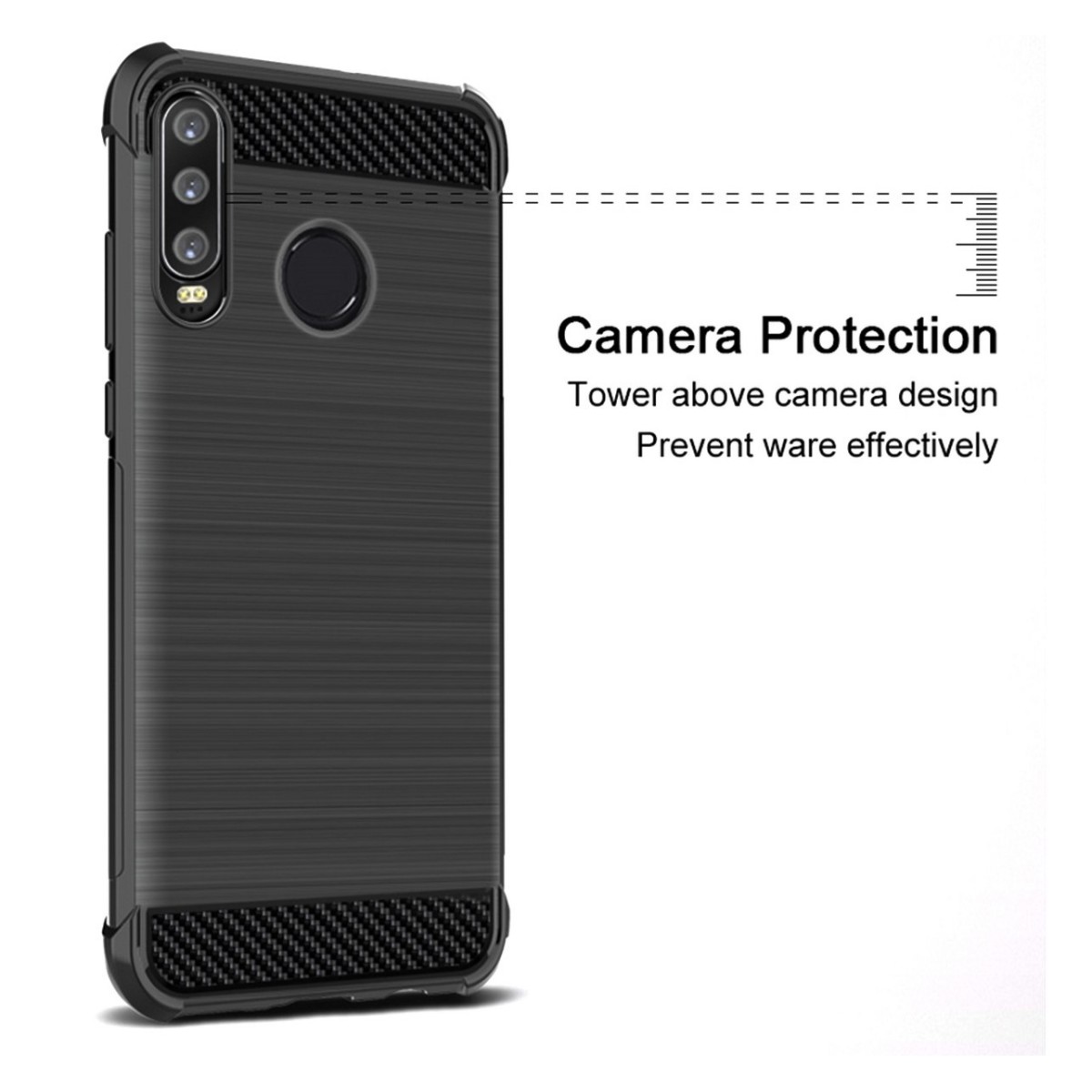 Funda Gel Tpu Anti-Shock Carbon Negra para Huawei P30 Lite