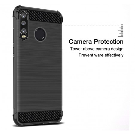 Funda Gel Tpu Anti-Shock Carbon Negra para Huawei P30 Lite