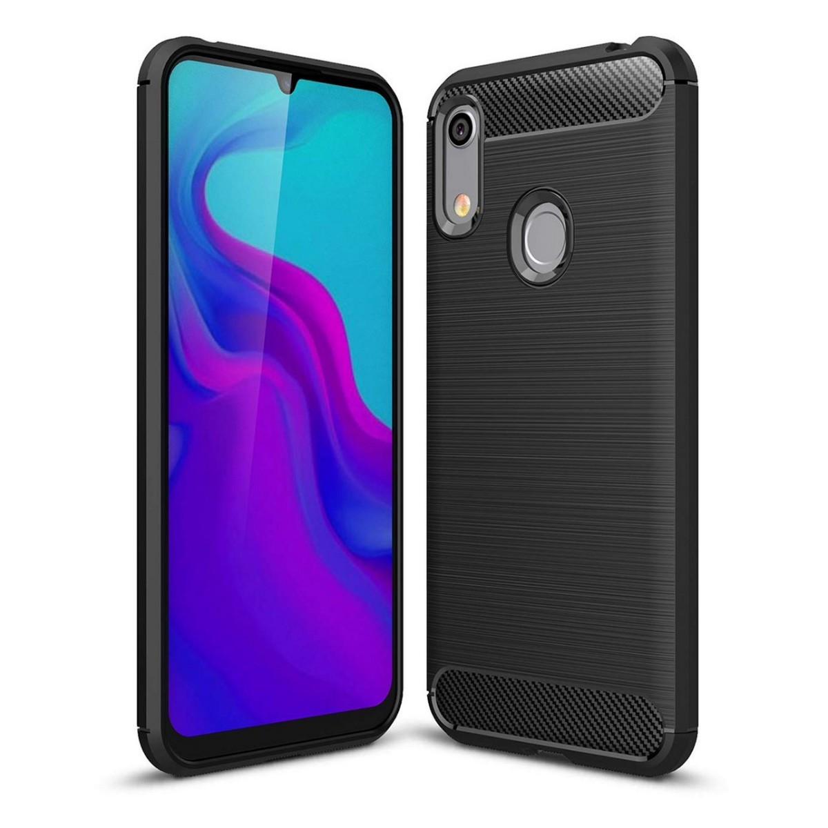 Funda Gel Tpu Tipo Carbon Negra para Huawei Y6 2019 / Y6s 2019