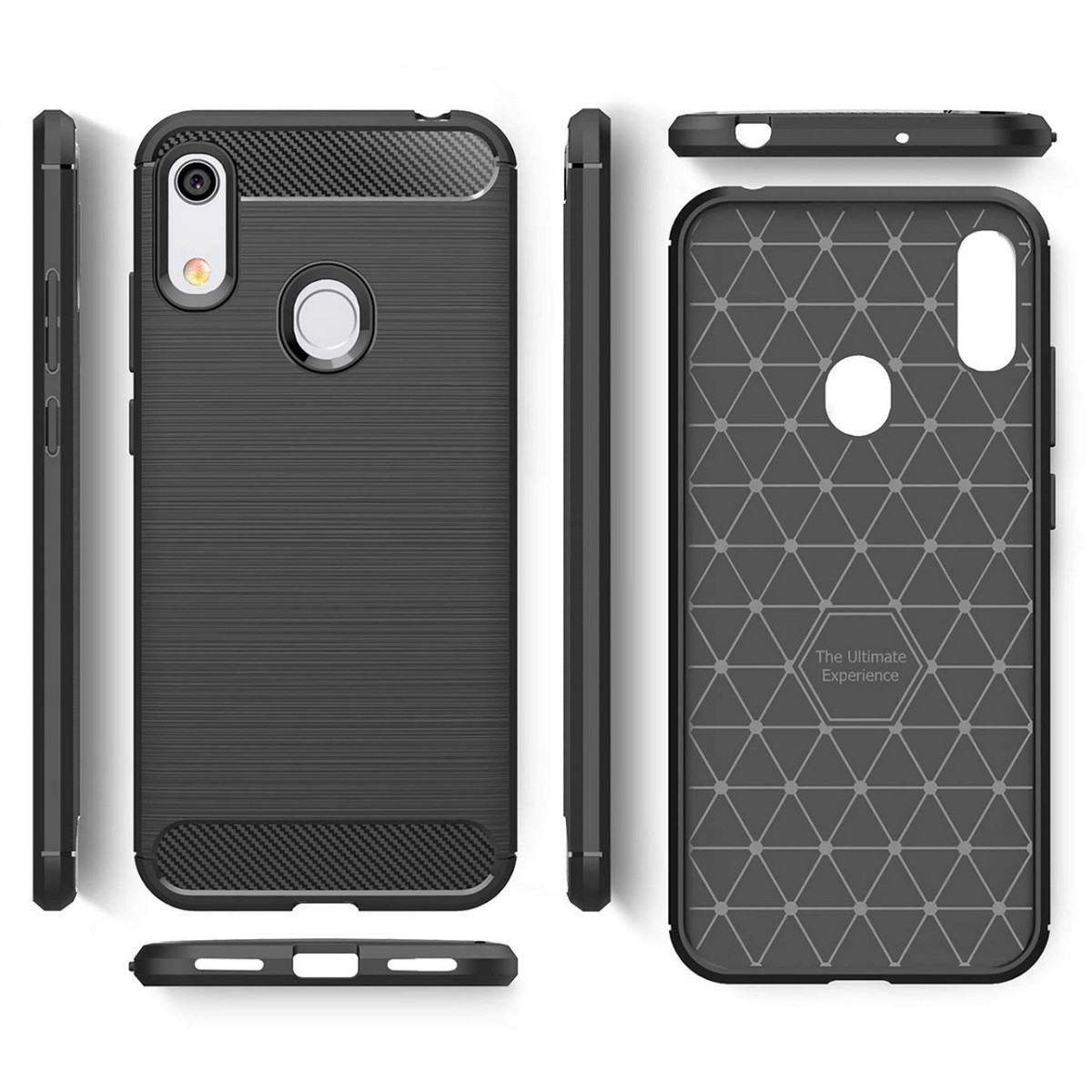 Funda Gel Tpu Tipo Carbon Negra para Huawei Y6 2019 / Y6s 2019
