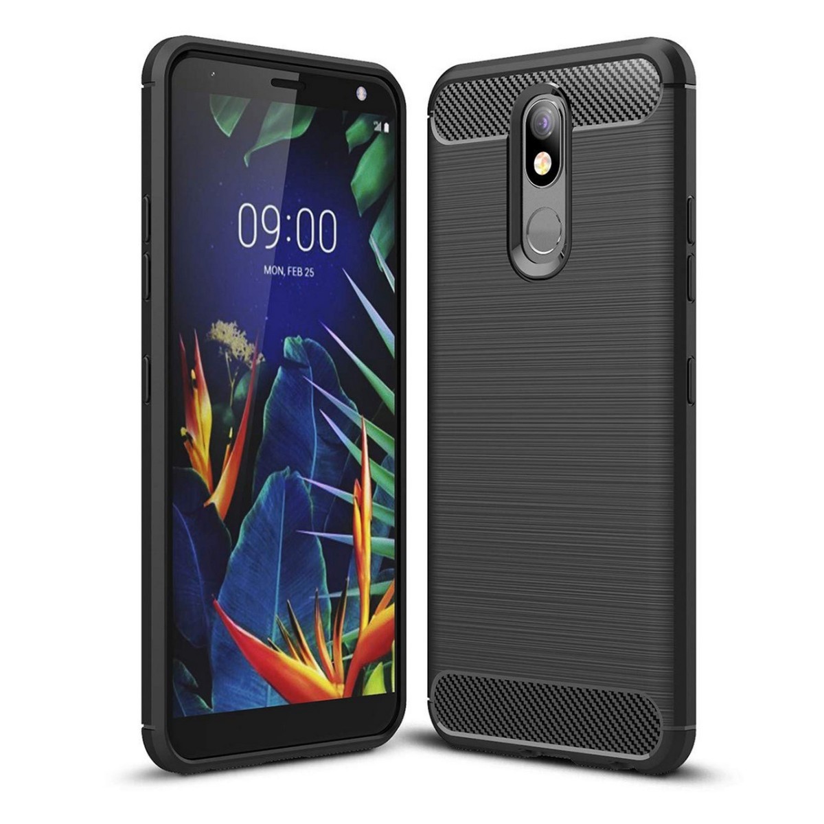 Funda Gel Tpu Tipo Carbon Negra para Lg K40