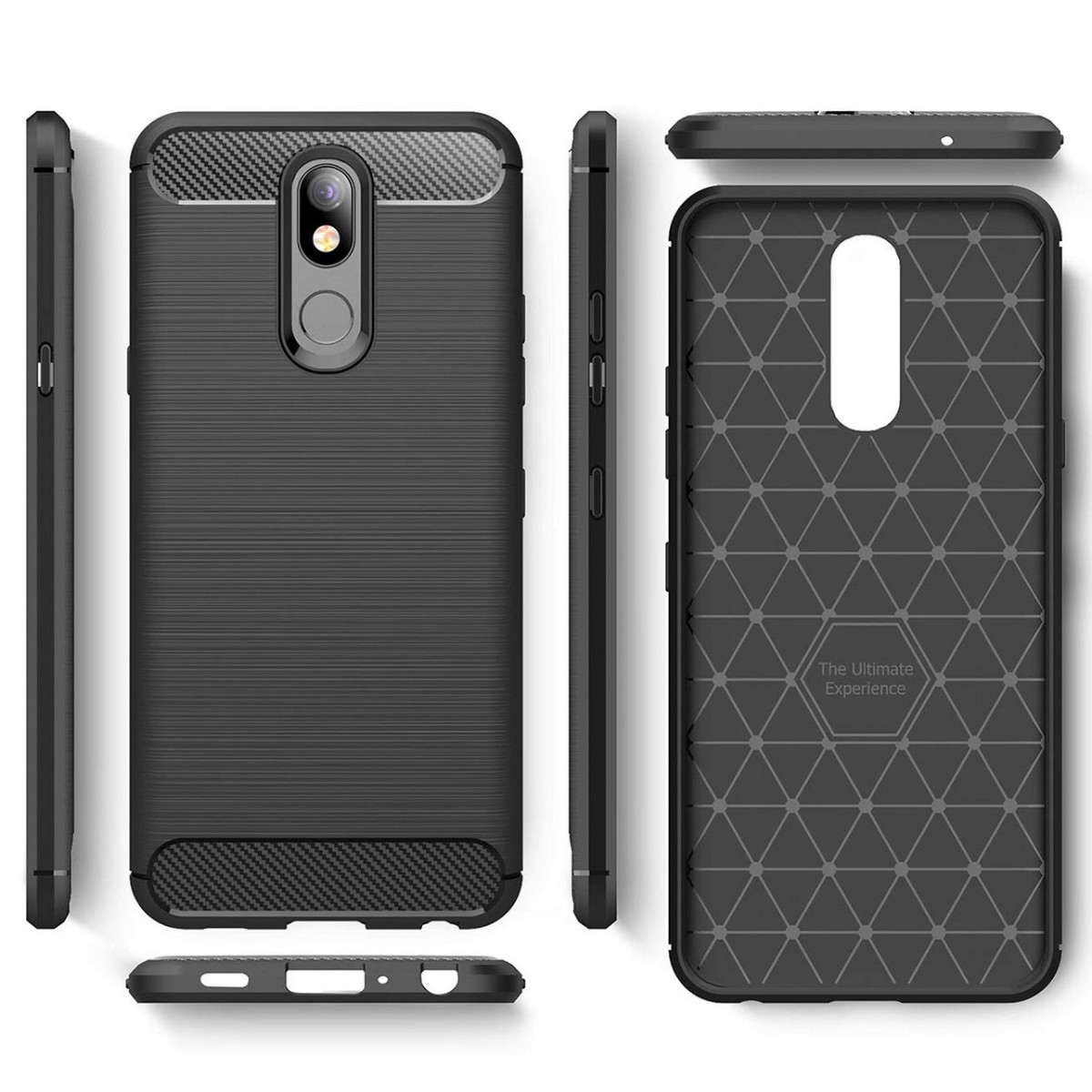 Funda Gel Tpu Tipo Carbon Negra para Lg K40