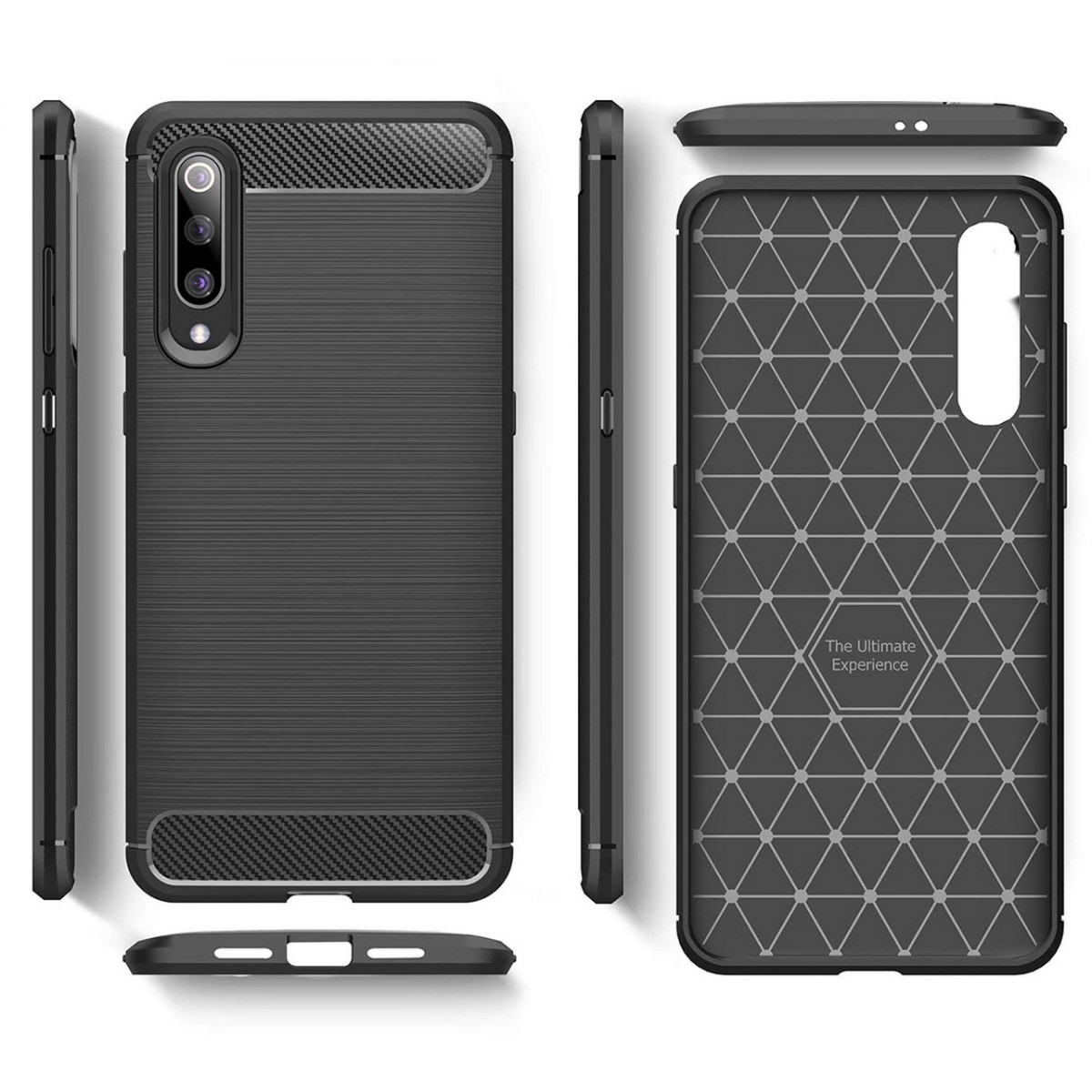 Funda Gel Tpu Tipo Carbon Negra para Xiaomi Mi 9