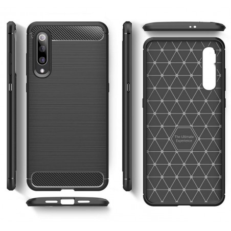 Funda Gel Tpu Tipo Carbon Negra para Xiaomi Mi 9