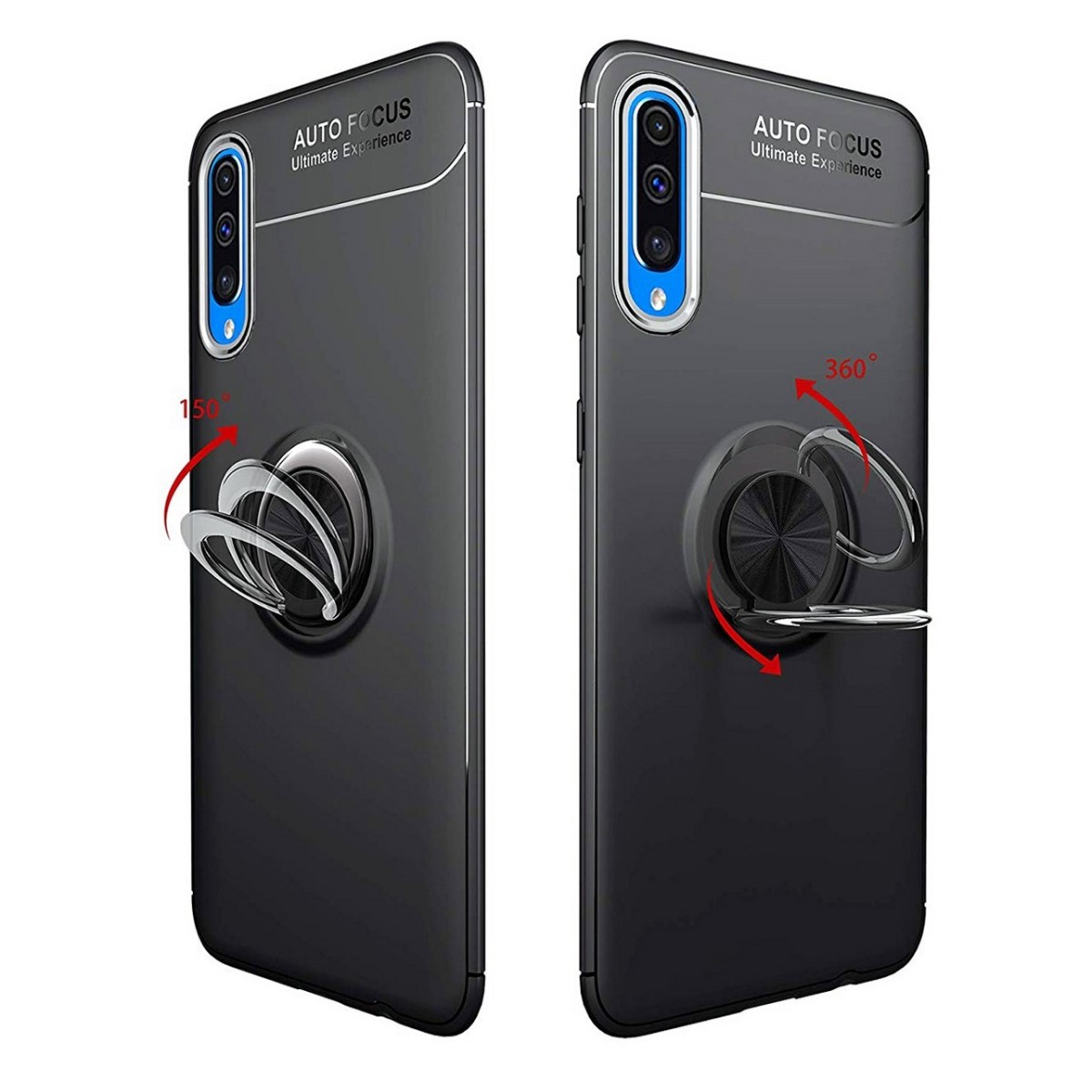 Funda Magnetica Soporte con Anillo Giratorio 360 para Samsung Galaxy A70 Negra