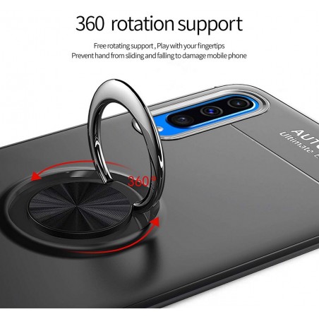 Funda Magnetica Soporte con Anillo Giratorio 360 para Samsung Galaxy A70 Azul