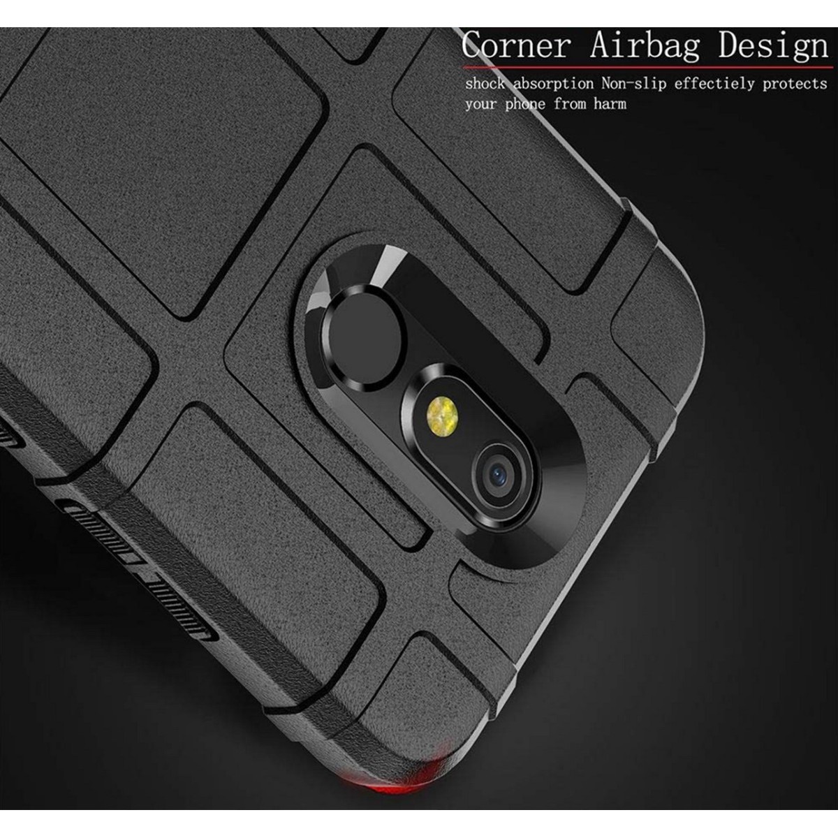 Funda Armor Rugged Shield Antigolpes para Lg K40 color Negra