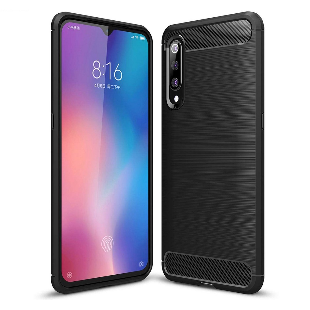 Funda Gel Tpu Tipo Carbon Negra para Xiaomi Mi 9 SE