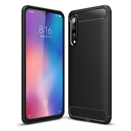 Funda Gel Tpu Tipo Carbon Negra para Xiaomi Mi 9 SE