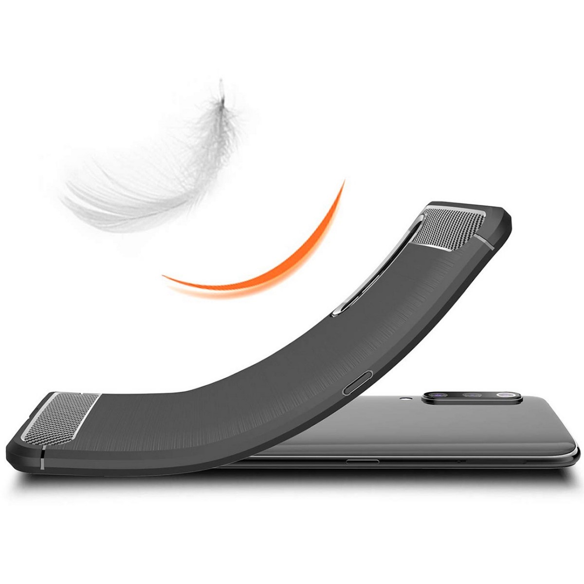 Funda Gel Tpu Tipo Carbon Negra para Xiaomi Mi 9 SE