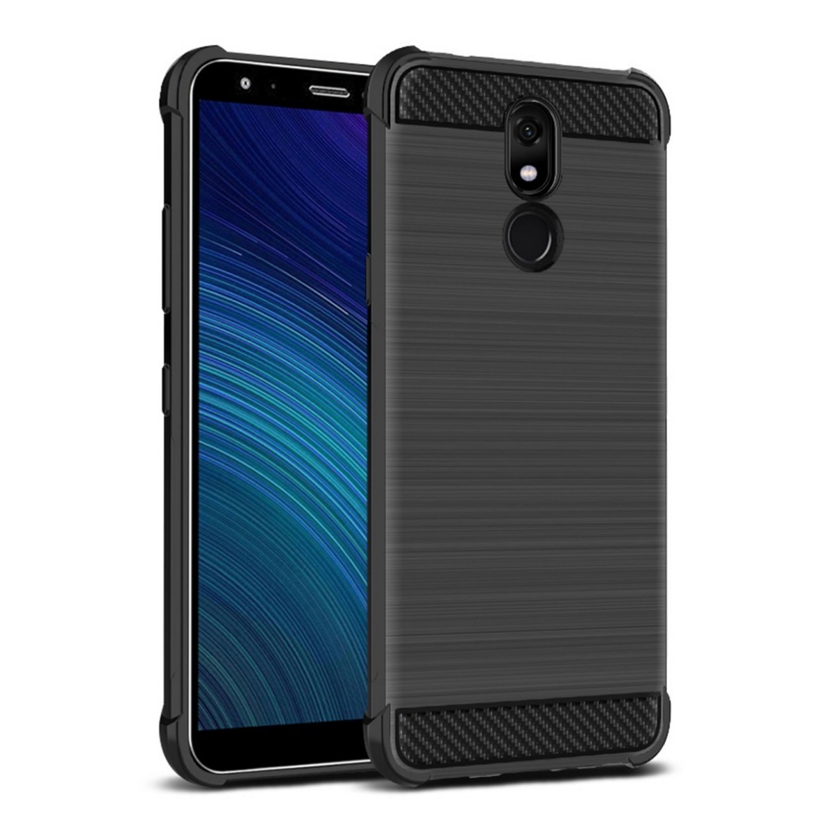 Funda Gel Tpu Anti-Shock Carbon Negra para Lg K40