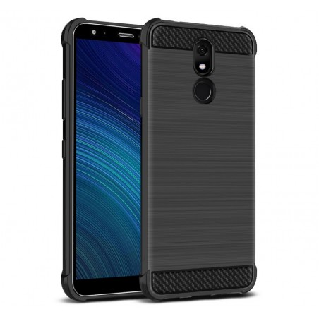 Funda Gel Tpu Anti-Shock Carbon Negra para Lg K40