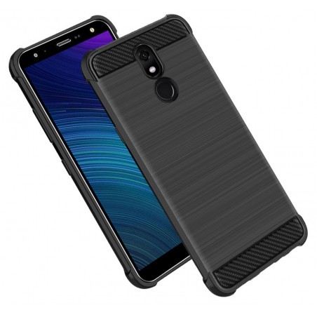Funda Gel Tpu Anti-Shock Carbon Negra para Lg K40