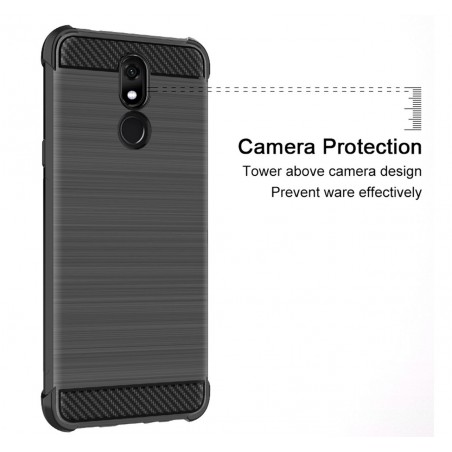 Funda Gel Tpu Anti-Shock Carbon Negra para Lg K40