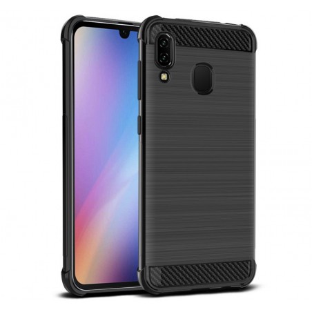 Funda Gel Tpu Anti-Shock Carbon Negra para Samsung Galaxy A40