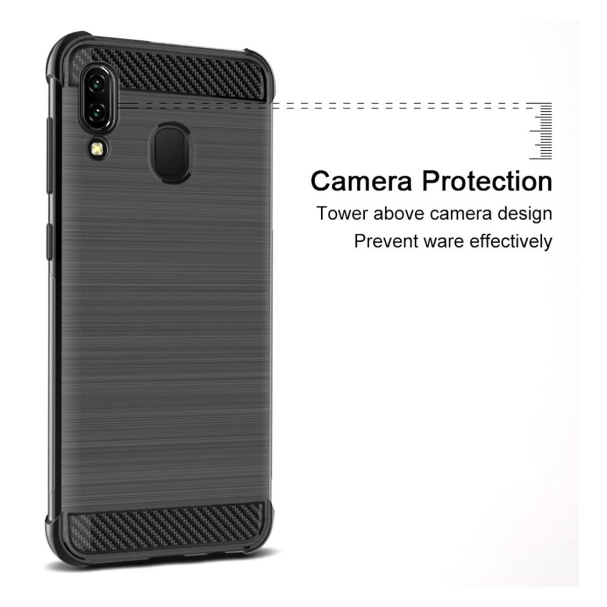 Funda Gel Tpu Anti-Shock Carbon Negra para Samsung Galaxy A40