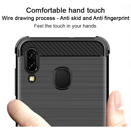 Funda Gel Tpu Anti-Shock Carbon Negra para Samsung Galaxy A40